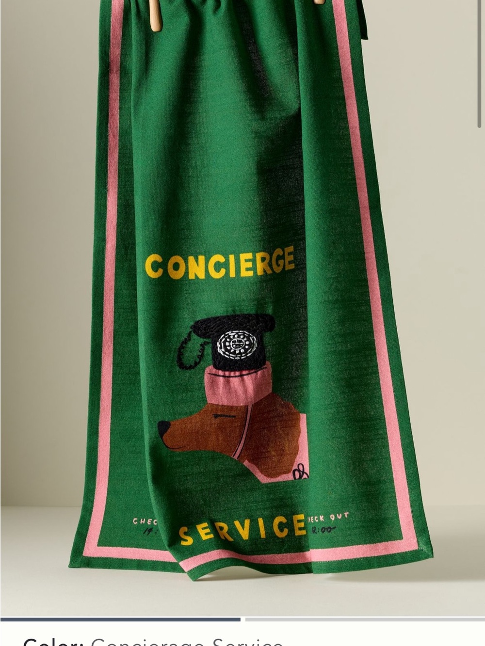 Anthropologie Concierge Service Green KitchenTowel
